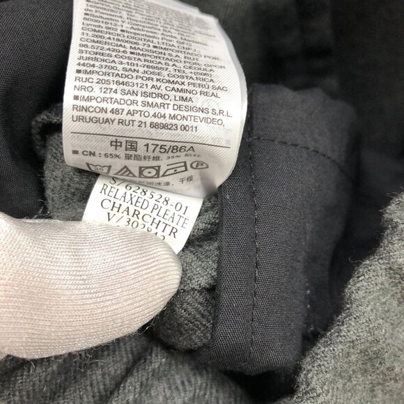 Gap Relaxed Pleated Dress Pant Mens M Gray Flannel Wool-Like Baggy Elastic Waist - Picture 12 of 12